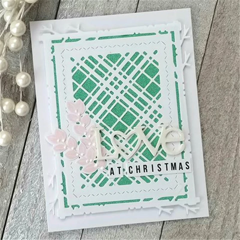 

Naifumodo Mix Mat Plaid Frame Background Metal Cutting Dies Cutting Scrapbooking and Card Making Album Embossing Stencil Crafts