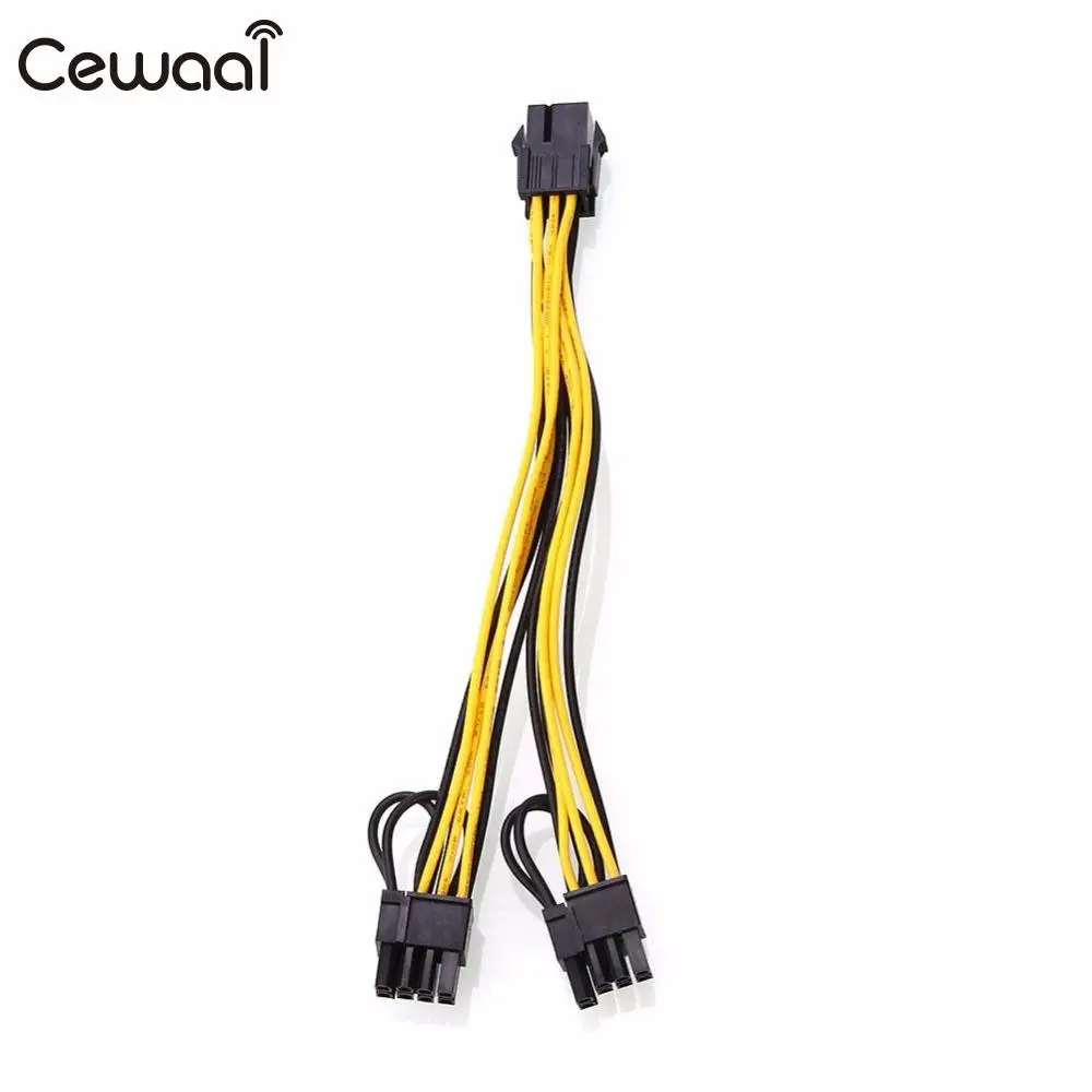 CEWAAL 6 Pin PCI Express To 2pcs PCIe 8(6 + 2) pin Computer Motherboard Power Cord Line 6 pin