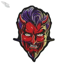 Красный Дьявол патч мотоцикл вышивка Железный На Заказная заплата металлическая музыка рокер наклейки для куртки
