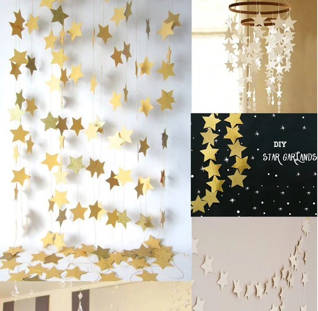 Paper Star Garlands 4m Long Wall Hanging Birthday String Chain Party Banner Handmade Children Room Paper Star Garlands 4m Long Wall Hanging Birthday String Chain Party Banner Handmade Children Room