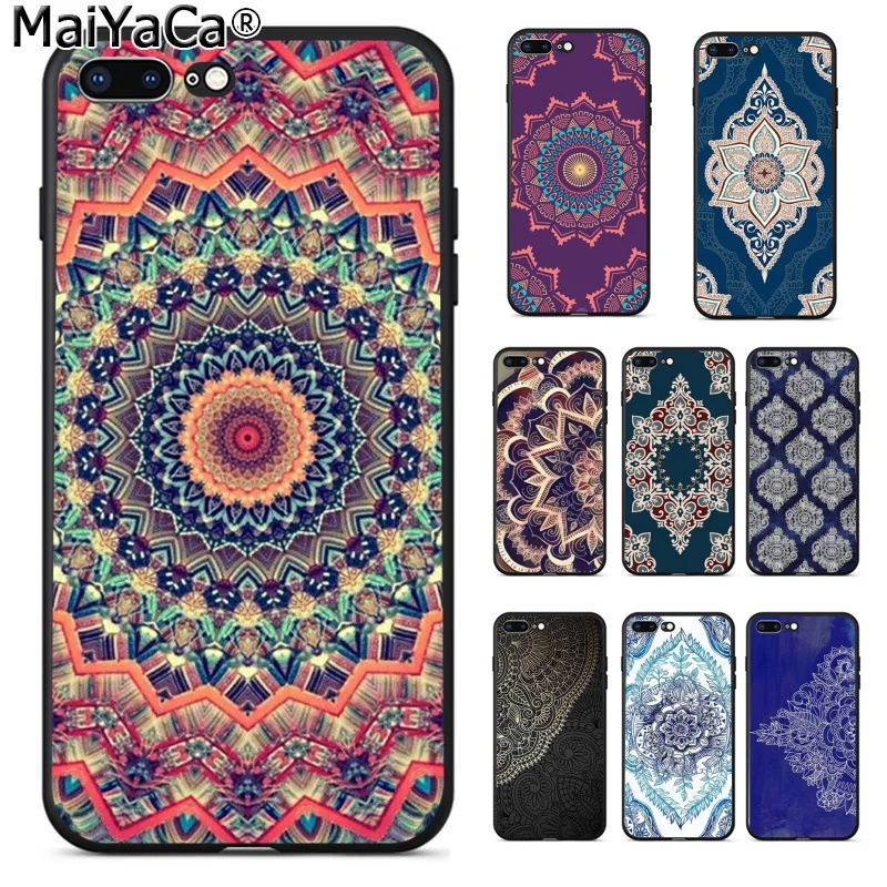 

MaiYaCa mandala flower Soft Rubber Transparent Phone Case for iPhone 8 7 6 6S Plus 5 5S SE XR X XS MAX Coque Shell