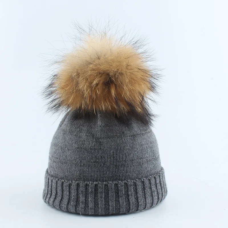 

Mink Fur Ball Cap Pom Poms Winter Hat For Women Girl 's hat knitted beanies cap new thick Soft female cap