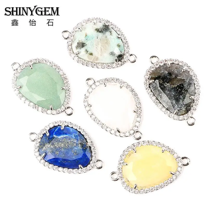 ShinyGem натуральный камень кулон 15*24 мм нерегулярные золото/серебро драгоценный камень Подвески Разъемы для изготовления ювелирных изделий 20 шт./лот - Окраска металла: Color Random