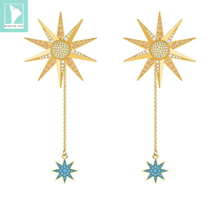 

Lucky Goddess sun and stars alloy earrings line for women