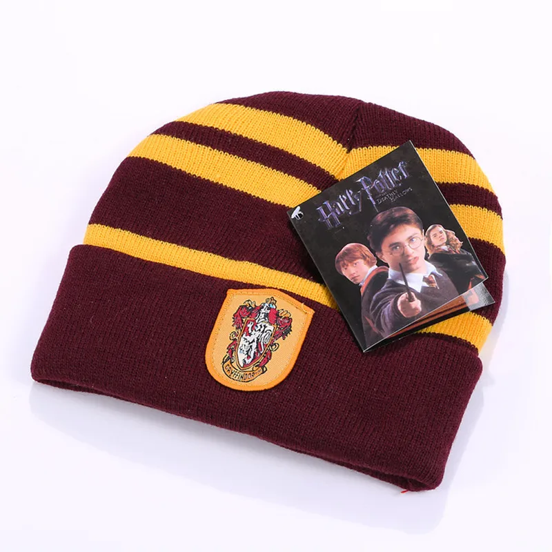 Gorro Harri шапка-скафандр Cappelli Cappello Slytherin Griffindor Ravenclaw Hufflepuff вечерние забавная шапка аниме косплей - Цвет: wine knit hat