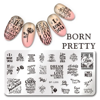 

BORN PRETTY Rectangle Stamping Template Letters Design 12*6cm Nail Art Image Plate BP-L055