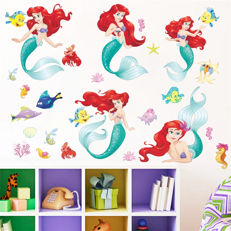 Cartoon Prince Sofia Frozen Mickey Mermaid DIY Wall Stickers For Kids Bedroom Wall Stickers Decal Art Mural Girls Bedroom Decor
