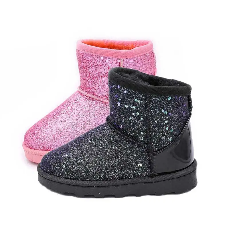 

Snow Boots Kids Winter Snow Boots For Girls Boys Footwear Bling Fur Shoes Children Boots With Fur Warm Botas #49