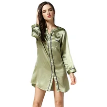 Новинка шелковые атласные женские длинные топы для сна с длинным рукавом темно-синие/светло-розовые/красные/зеленые пижамы женские пижамы