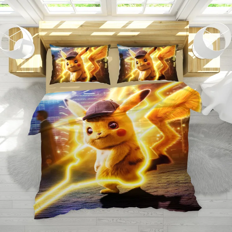 

Pokemon switch game bedding set king queen double full twin single size children bed linen set