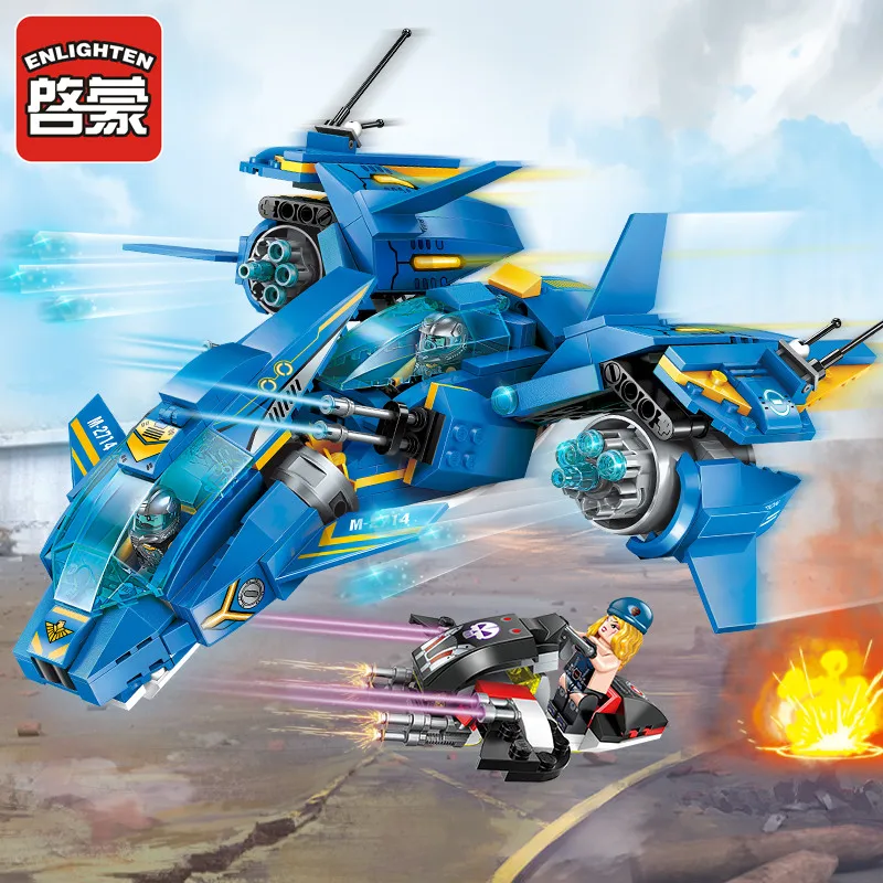  Enlighten Building Block High-Tech Era Air Combat Fighter 3 Figures 406pcs Educational Technic Bric