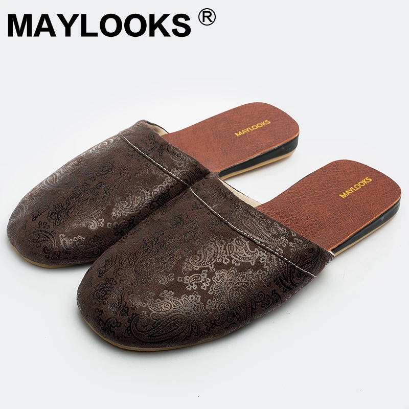 

Men's Slippers Spring And Summer Pu Leather Home Indoor Slip Non-slip Slippers 2018 New Hot Kh002