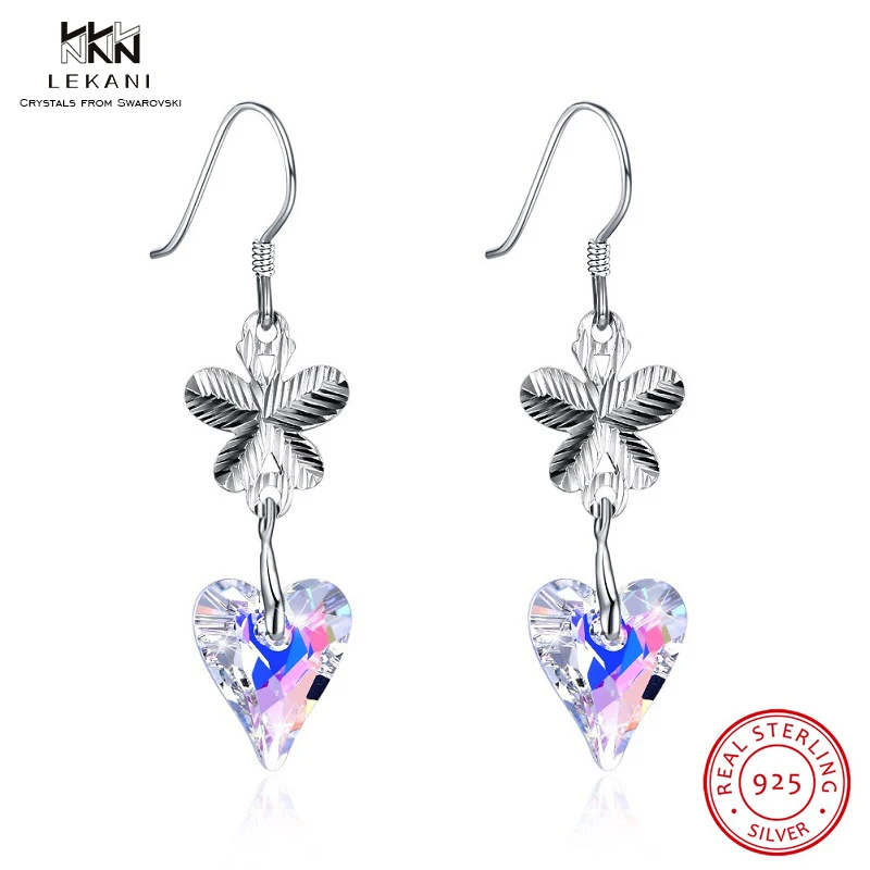LEKANI кристаллы от Swarovski висячие серьги 925 Бабочка в форме сердца подарок цветок