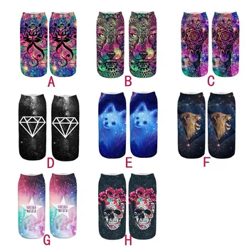 

Women 3D Cartoon Funny and comfortable Crazy Cute Starry Sky Amazing Novelty Print Ankle Socks Calcetines de invierno Y50