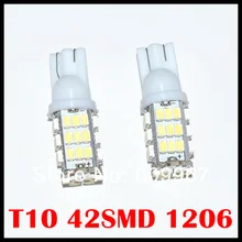 100 шт./лот Автомобильные LED SMD лампа T10 42led W5W 194 1206 SMD t10 42smd на танкетке белые Цвет сбоку интерьерные лампочки