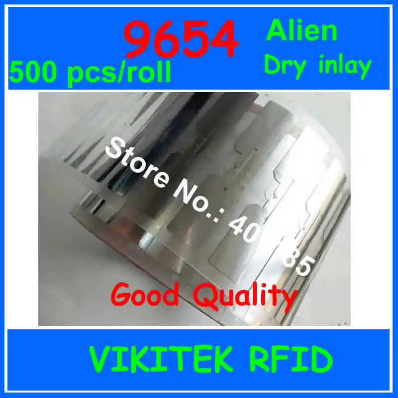

Alien authoried 500pcs per roll 9654 UHF RFID dry inlay 860-960MHZ Higgs3 EPC C1G2 ISO18000-6C used for RFID tag and label