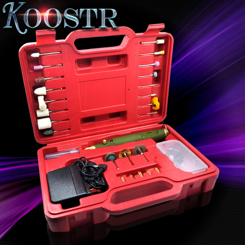 

Mini Electric Drill Multifunction Grinder Set Power Adapter Micro-drilling Tool Kit with Carry Case WL-800 For Carving Painting
