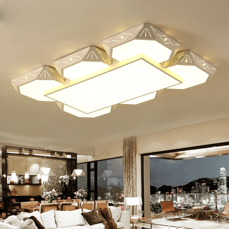 

White personality combination of long-shaped decoration main living room ceiling lamp 1 m modern minimalist dimming super bright