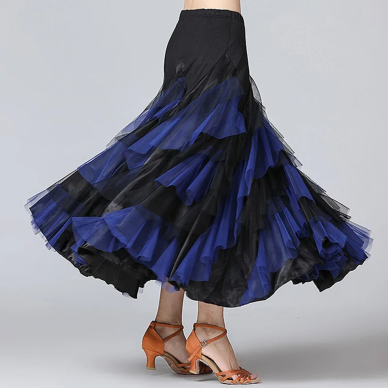 Женская вальс сальса юбка для румбы бальных танцев костюм юбки женские бальные танцевальные юбки испанские танцевальные представления