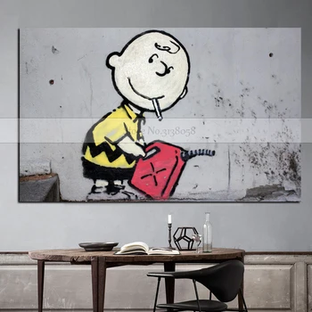 

Graffiti British Street Art Charlie Brown Poster Oil Painting 100% Handmade Oil Painting on Canvas Pop Art Wall Decor