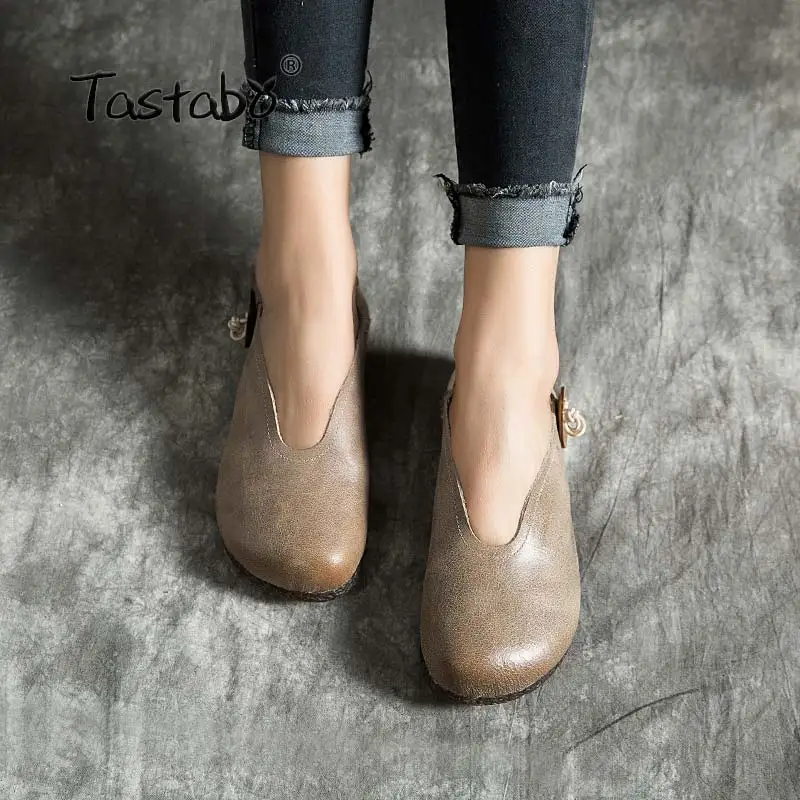 

Tastabo Leather soft bottom shoes Comfortable Wild women's shoes Shallow mouth Simple women's shoes Home shoes