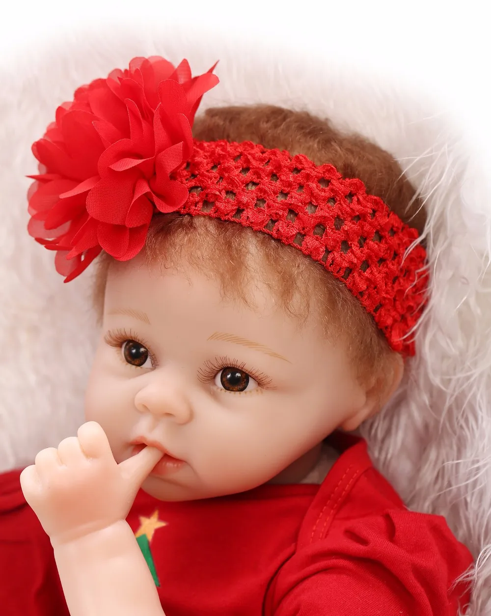 Reborn Baby Doll 22 дюймов 55 см мягкие силиконовые прекрасный реалистичные Симпатичные для маленьких девочек с Рождество дерево одежда Best детей