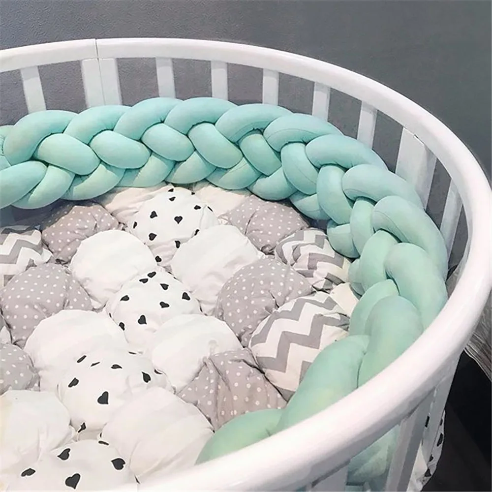 1m/2m/3m Length Nodic Knot Newborn Bumper Long Knotted Braid Pillow Baby Bed Bumper in the Crib Infant Room Decor