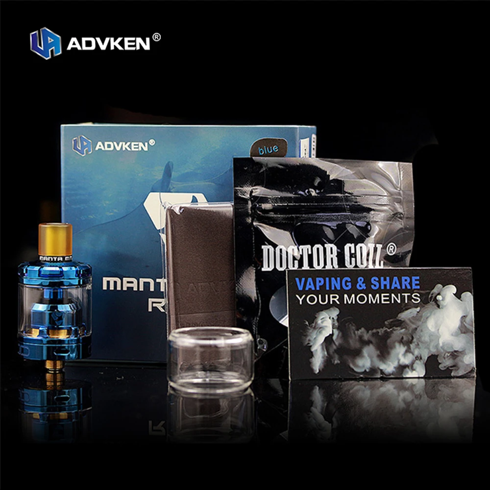 

24mm diameter Original Advken MANTA MTL RTA Atomizer 3ml Capacity 510 Drip Tip DIY Clapton Coil Electronic Cigarette