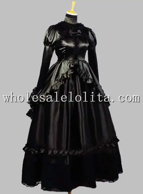 black silk ball gown