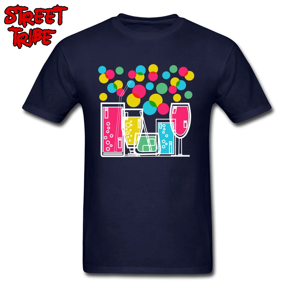 Tops T Shirt Normal Father Day Fitted Printed On Short Sleeve Pure Cotton O-Neck Men Tshirts Printed On Tops T Shirt cocktail party beer drink colorful bottle navy