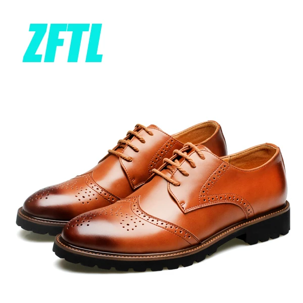 ZFTL/Новая мужская официальная обувь модельные туфли Bullock Мужская Повседневная дышащая обувь из натуральной кожи на шнуровке мужская обувь для бизнеса 094 - Цвет: Brown dress shoes