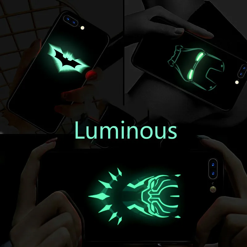 Coque Marvel Avengers Batman Captain America Iron Man Superman Luminous Glass Case For iphone X 7 8 6 6s Plus 5s SE XS Max Case Coque Marvel Avengers Batman Captain America Iron Man Superman Luminous Glass Case For iphone X 7 8 6 6s Plus 5s SE XS Max Case