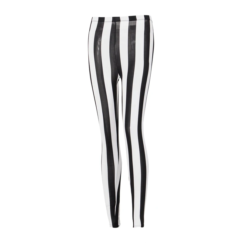 

Women Casual Pants High Waist Fitness Leggings Stretch Trousers Skinny Striped Black White Leggings Women Workout Pants