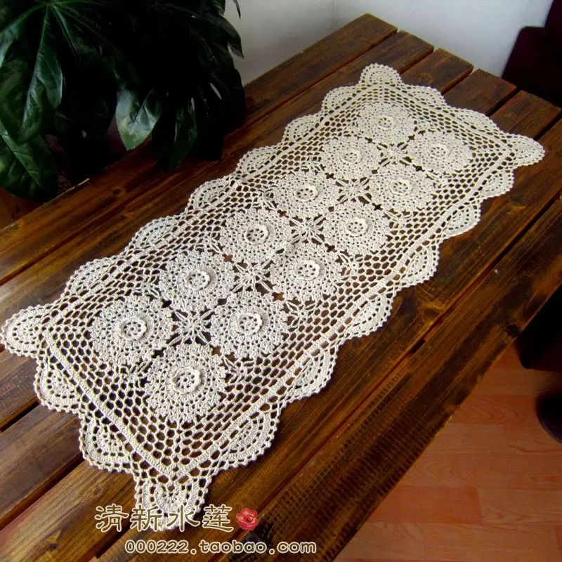 

2017 new arrival flower tea coffee table runner 100% three-dimensional flowers table cover scarf rectangle beige 3D flower mat