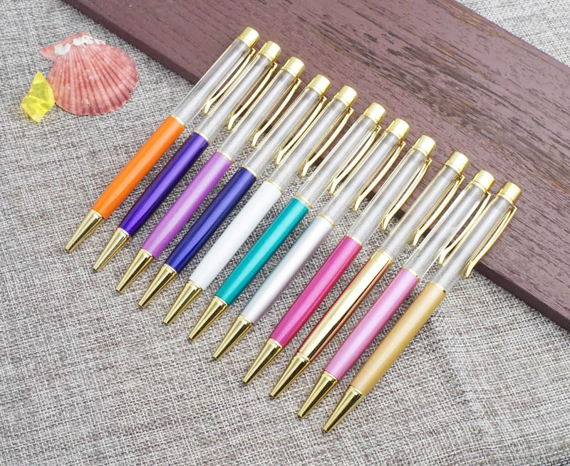 

27 colors 1.0mm Luxury Ballpoint pen no oil no Gold clip foil Metal Copper colorful Self-filling gold powder quicksand pen