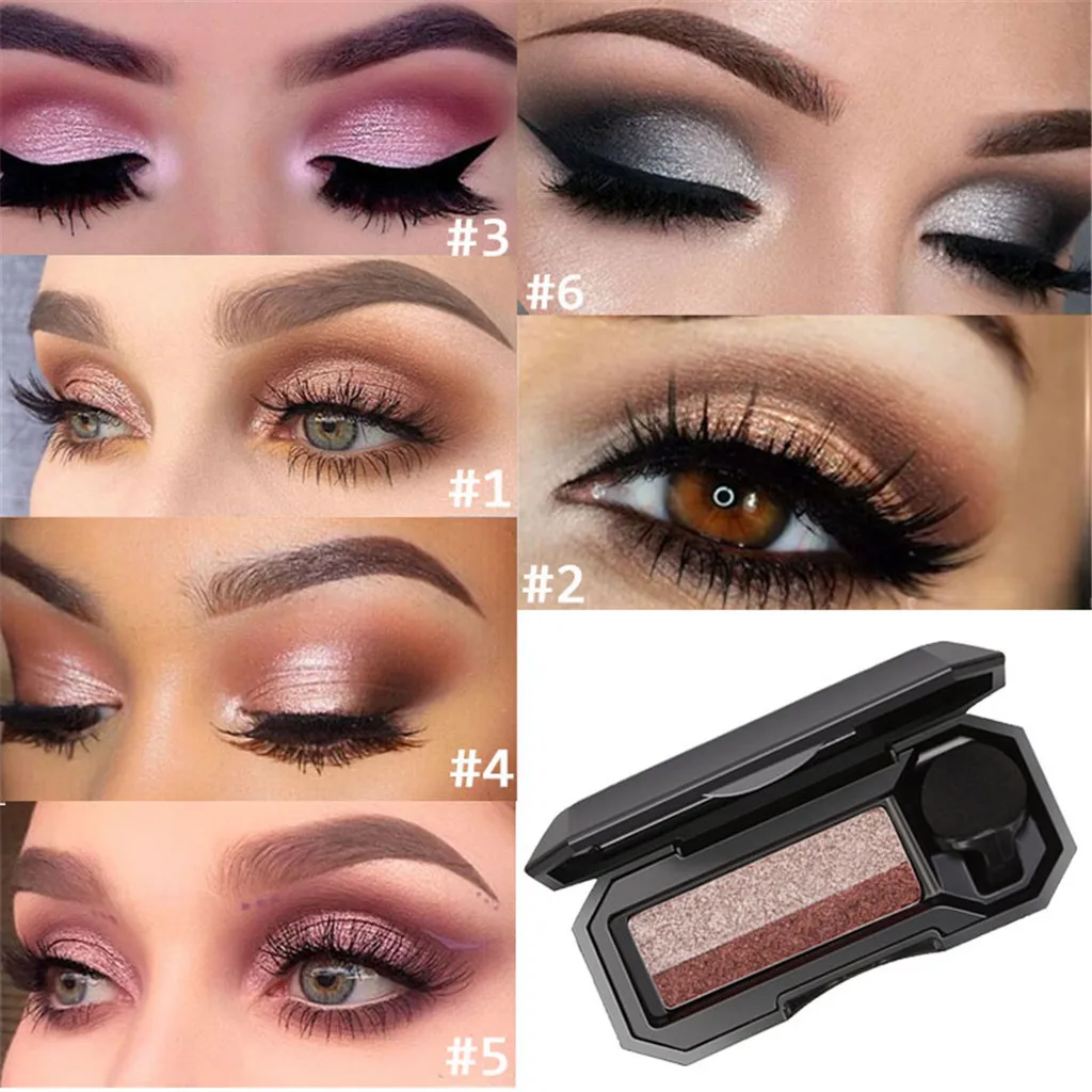 

Two-color Shimmer Eyeshadow hot Stamp Eyeshadow Palette Makeup Powder Flexibility Lasting shimmer eye shadow make up oogschaduw