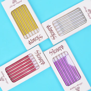 

10 Boxes Wholesale 6pcs Metallic Color Candle Baby Shower Kids Birthday Party Cake Candle Wedding Party Festival Decor