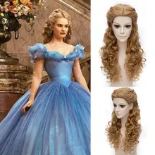 Anime 65cm Blonde Mix Wavy Long Central Part Styled Synthetic Hair Cosplay Full Wigs For Women Princess Cinderella Wig Anime 65cm Blonde Mix Wavy Long Central Part Styled Synthetic Hair Cosplay Full Wigs For Women Princess Cinderella Wig