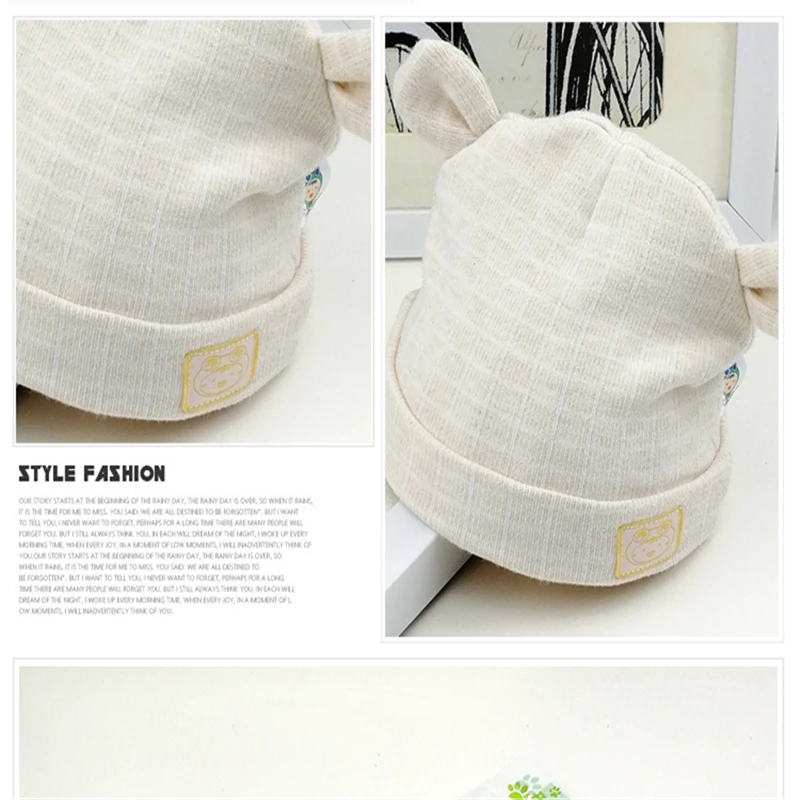 Grid Baby Beanie Hat Cute Bear Ears Newborn Boy Girl Head Cap for Windproof Spring AutumnOutdoors Soft High Quality Cotton (6)