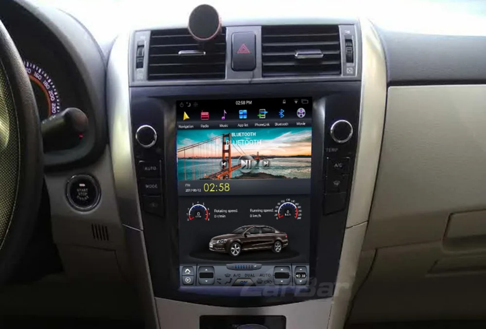 10," вертикальный огромный экран 1024*768 Android автомобильный DVD gps навигатор радио плеер для Toyota Corolla 2007-2012 четырехъядерный