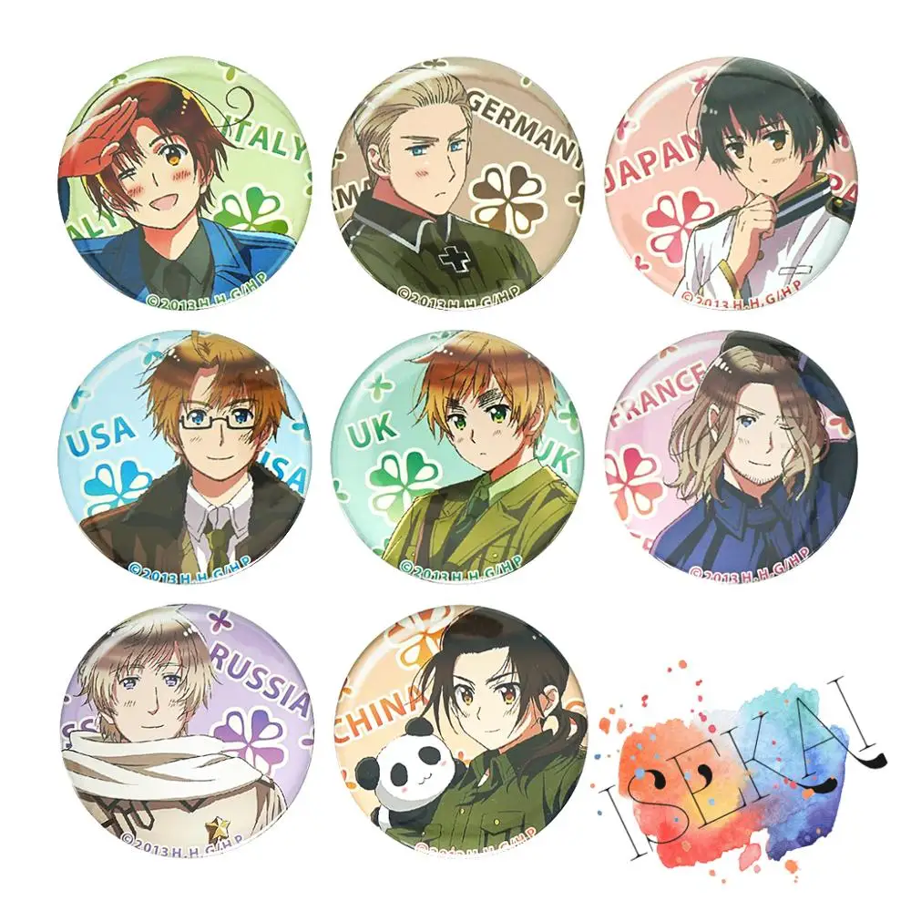 Значок HETALIA Power аниме цветок Италия Франция Россия Великобритания США Германия