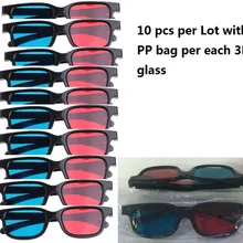 10 шт. в партии новые красные синие 3D очки анаглиф в рамке 3D очки для фильмов игра dvd видео ТВ