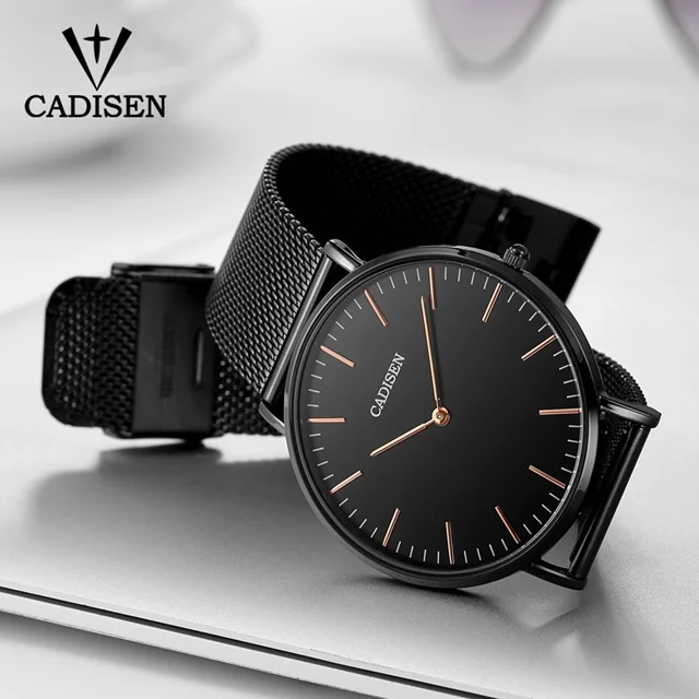 

CADISEN Luxury Brand Quartz Watch Men fashion Steel Ultra-thin Dial Watches 30M Waterproof Clock Relogio Masculino Montre Homme