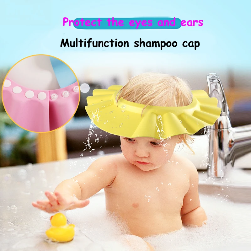 

1pcs Worldwide Sale Adjustable Soft Eva Color Baby Shampoo Cap Kids Shower Cap Baby Care Bath Protection Bebe Wash Hair Shield