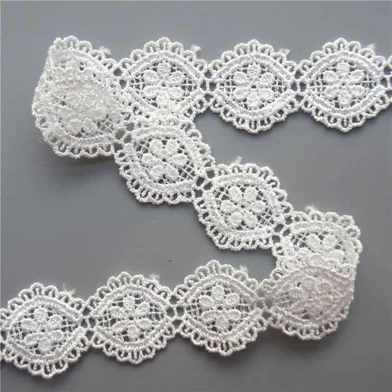 3 Yard White Embroidered Lace Edge Trim Ribbon Applique DIY Sewing