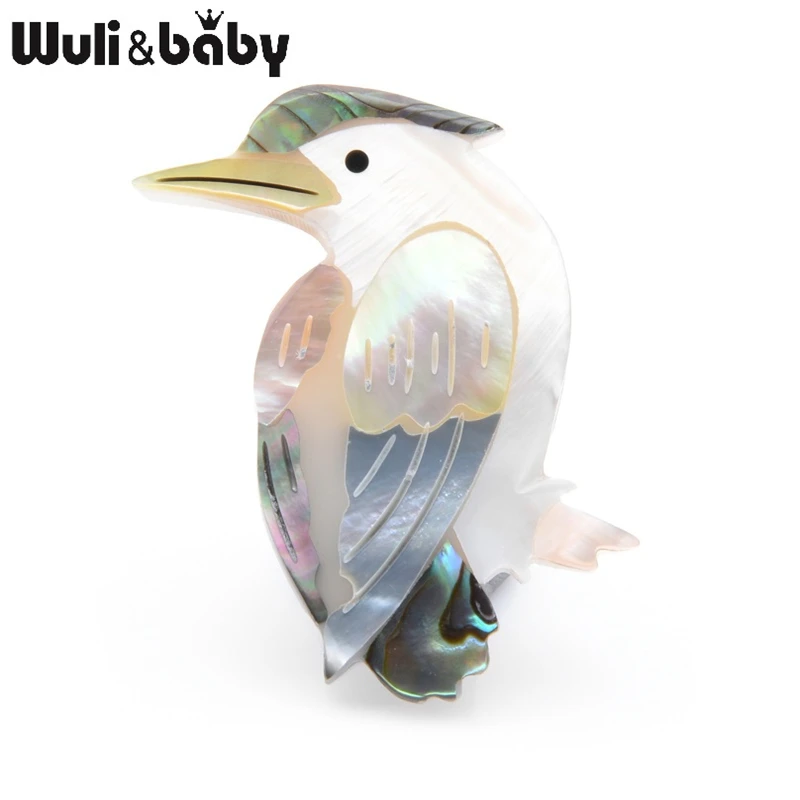 Wuli& baby, натуральная ракушка, броши с птицами, Женская Брошь в виде животного, булавки, подарки для мамы