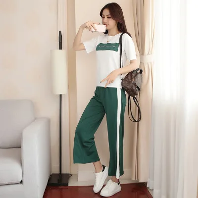 

2019 Fashion Women Set Women's Sports Suit Two Piece Set Top And Pants Woman Tracksuit 2 Pieces Plus Size Sportswear Sets XM568