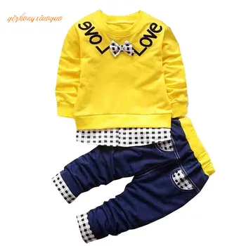 

2016 new Boys clothing set kids sports suit children tracksuit girls T shirt pant baby sweatshirt panda character casual clothes