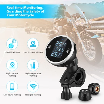 

ZEEPIN C150 Tire Pressure Monitoring System Motorcycle TPMS Real-time Tester LCD Screen with 2 External Sensors