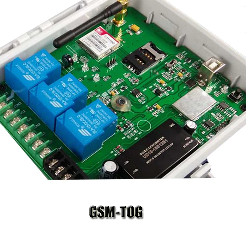 GSM-TOG Direct Factory GSM Remote Controller and three alarm input port ( Three big power Relay Control )
